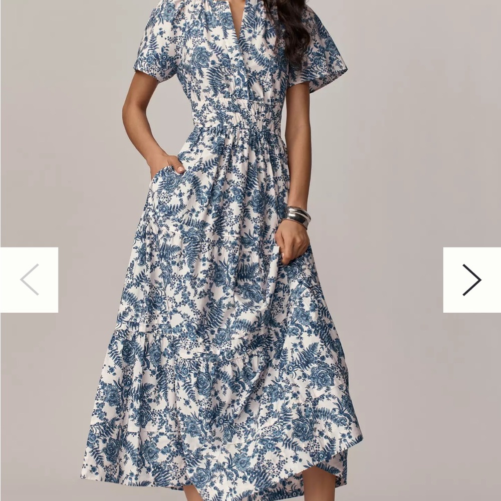 Anthropologie Blue and White Midi Dress